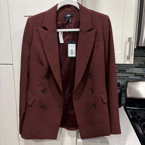 NWT Paige Malbec double breasted blazer in mahogany - Picture 6 of 11